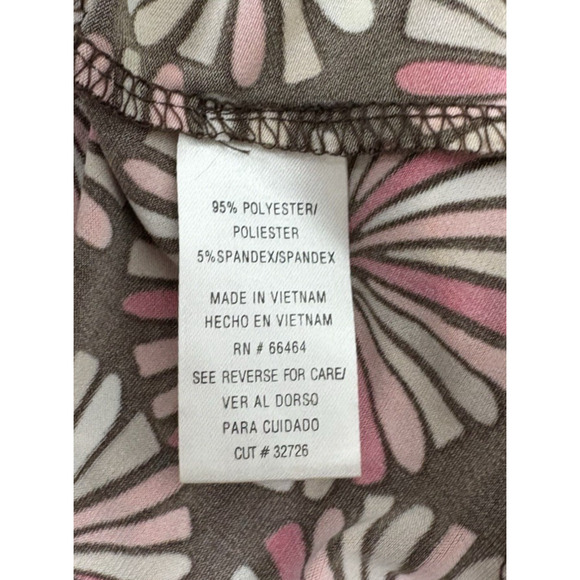 Studio 1 Midi Dress Sz 10 Medium Pink Brown Retro Y2K V Neck Ruched Waist - Picture 8 of 10